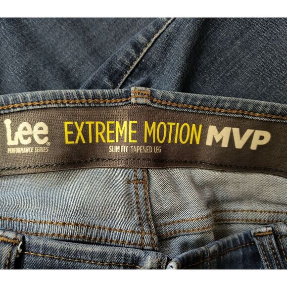 Lee Extreme Motion MVP Slim Fit Tapered Leg Jeans Men’s 38x32 Blue Stretch Denim - Picture 4 of 8
